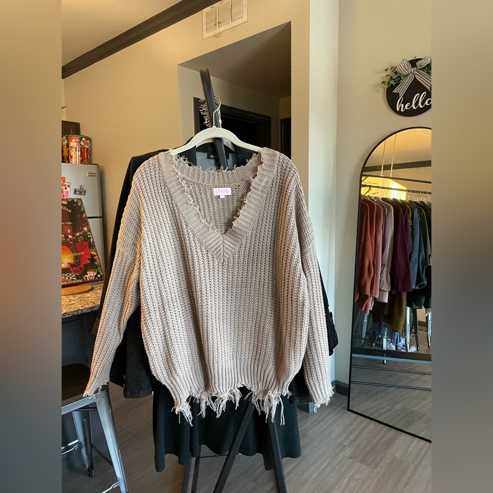 Pink Lily Distressed Sweater